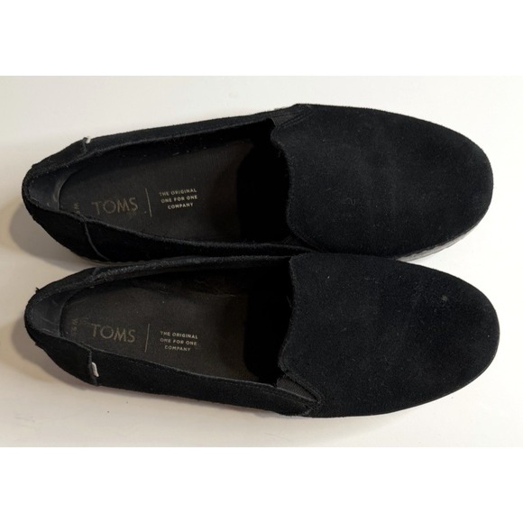 Toms Womens Black Suede Slip On Shoes Size 9.5 Platform Cushioned Casual Classic - Picture 6 of 10